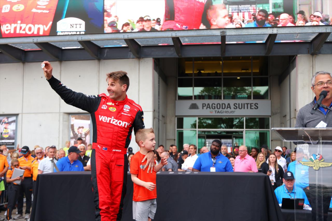 Will Power and his son, Beau, draw their qualification order - Indianapolis 500 Practice - By: Tim Holle -- Photo by: Tim Holle
